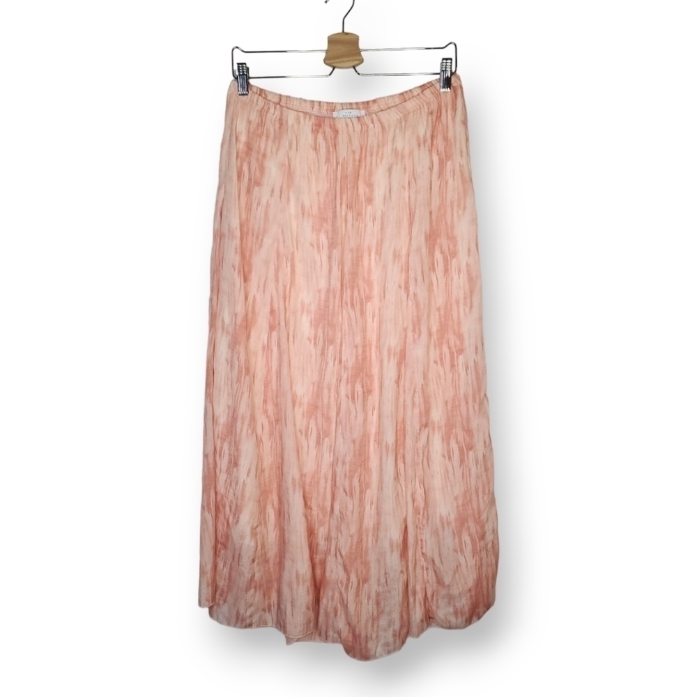 Dusty Rose Cream Stripped Tye dye Midi A-line Flowy Skirt Size M